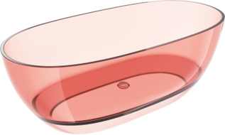 Mexen Pure freestanding transparent bathtub 170 x 80 cm, coral, chrome plug - 58071708004