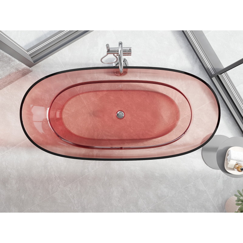 Mexen Pure freestanding transparent bathtub 170 x 80 cm, coral, chrome plug - 58071708004