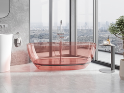 Mexen Pure coral freestanding transparent bathtub 170 x 80 cm, chrome plug - 58071708004