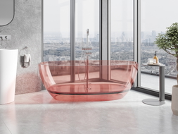 Mexen Pure freestanding transparent bathtub 170 x 80 cm, coral, chrome plug - 58071708004