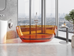 Mexen Pure rust freestanding transparent bathtub 170 x 80 cm, chrome plug - 58071708006