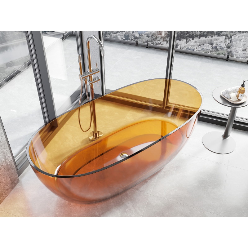 Mexen Pure freestanding transparent bathtub 170 x 80 cm, rust, chrome drain plug - 58071708006
