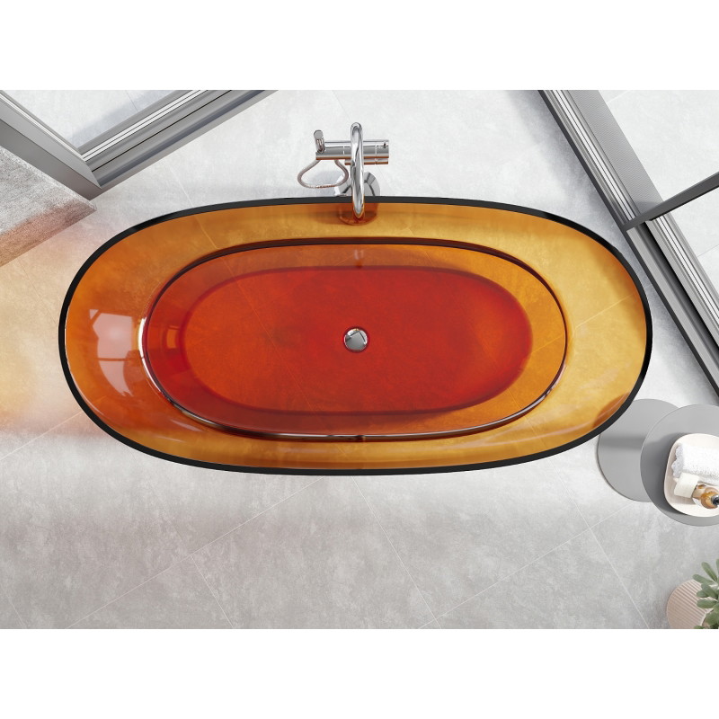Mexen Pure freestanding transparent bathtub 170 x 80 cm, rust, chrome drain plug - 58071708006