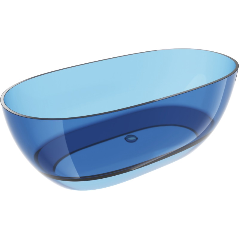 Mexen Pure freestanding transparent bathtub 170 x 80 cm, denim, chrome drain - 58071708007