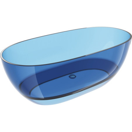Mexen Pure freestanding transparent bathtub 170 x 80 cm, denim, chrome drain - 58071708007