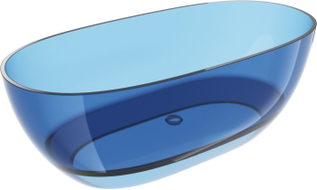 Mexen Pure freestanding transparent bathtub 170 x 80 cm, denim, chrome drain - 58071708007