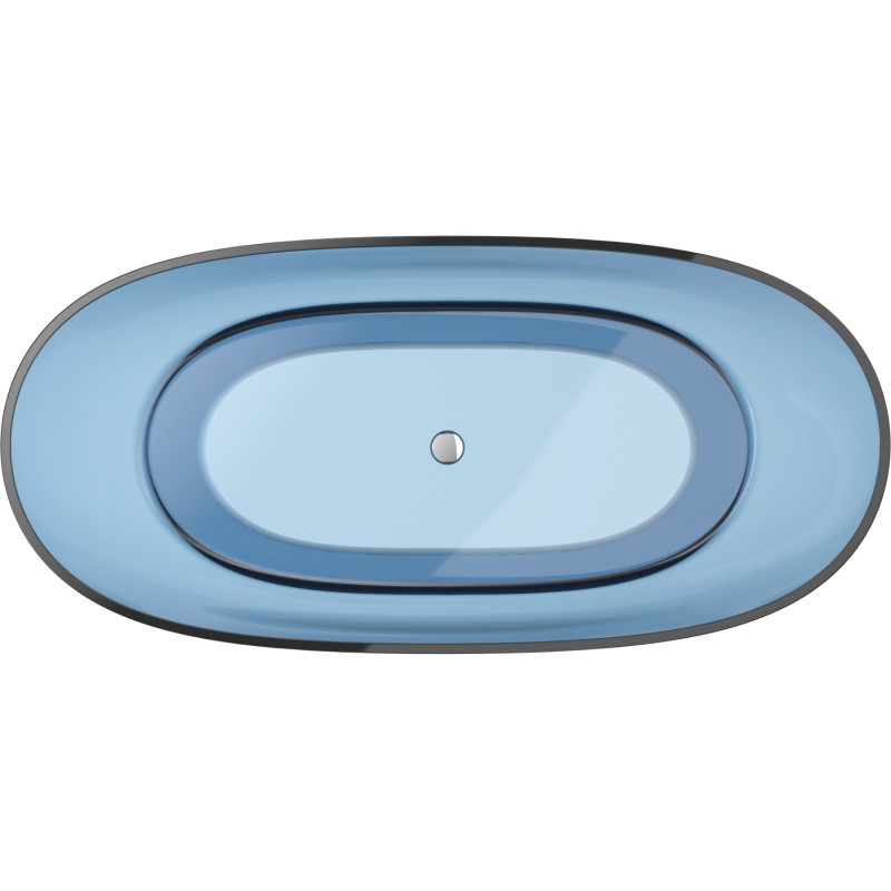 Mexen Pure freestanding transparent bathtub 170 x 80 cm, denim, chrome drain - 58071708007