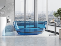 Mexen Pure freestanding transparent bathtub 170 x 80 cm, denim, chrome drain - 58071708007