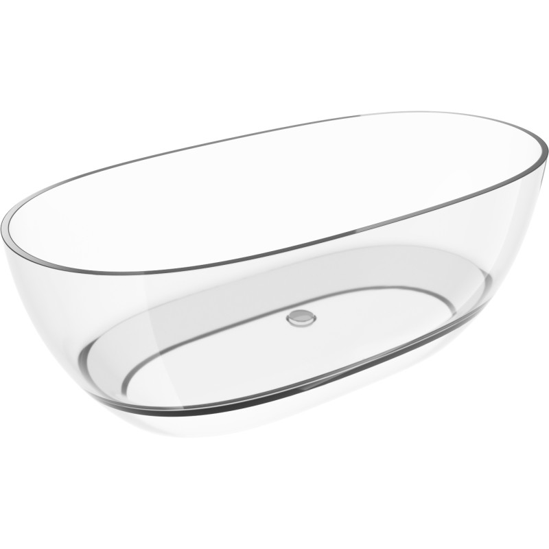 Mexen Pure free-standing transparent bathtub 170 x 80 cm, clear, chrome drain plug - 58071708008