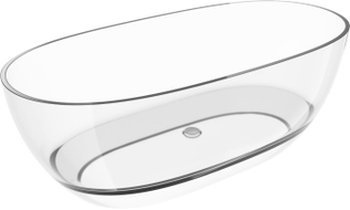 Mexen Pure free-standing transparent bathtub 170 x 80 cm, clear, chrome drain plug - 58071708008