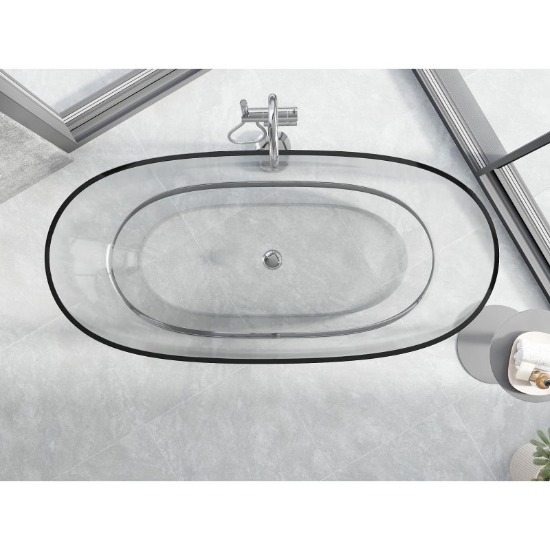 Mexen Pure clear freestanding transparent bath 170 x 80 cm, chrome plug - 58071708008