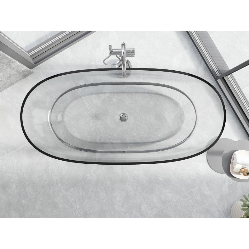 Mexen Pure free-standing transparent bathtub 170 x 80 cm, clear, chrome drain plug - 58071708008