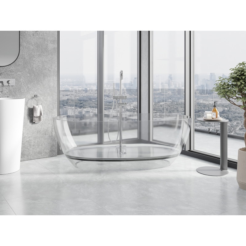 Mexen Pure free-standing transparent bathtub 170 x 80 cm, clear, chrome drain plug - 58071708008