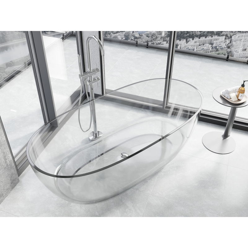 Mexen Pure clear freestanding transparent bath 170 x 80 cm, chrome plug - 58071708008