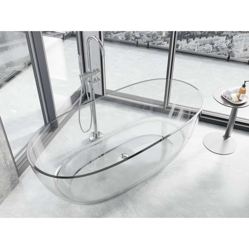 Mexen Pure free-standing transparent bathtub 170 x 80 cm, clear, chrome drain plug - 58071708008