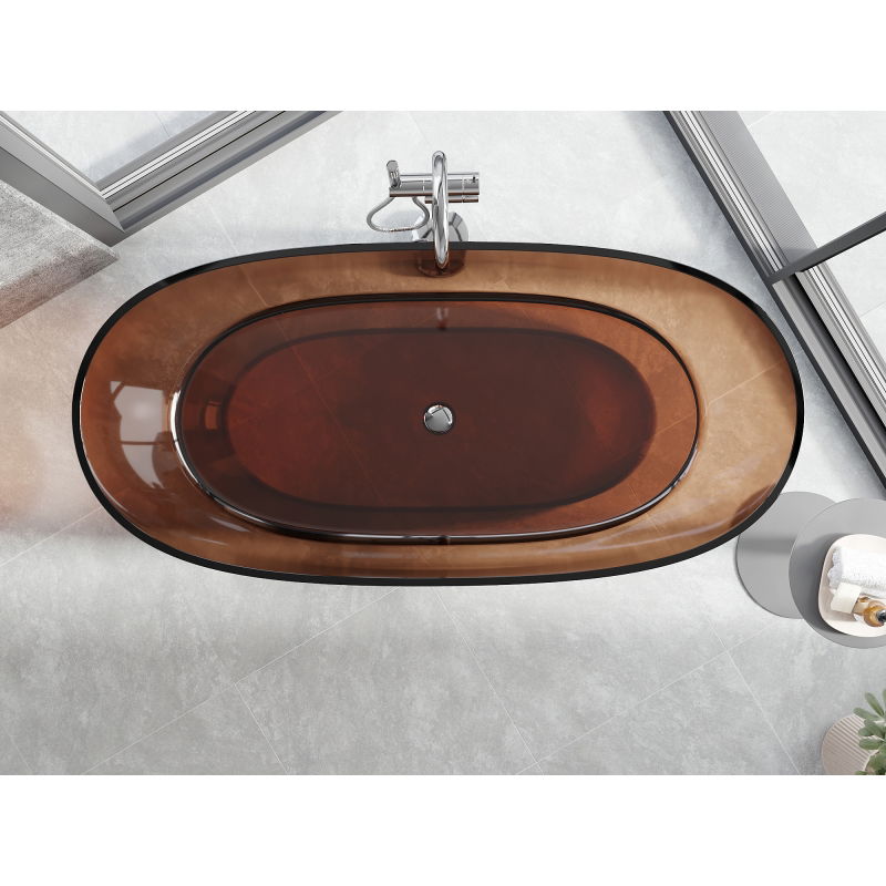 Mexen Pure cherry freestanding transparent bath 170 x 80 cm, chrome plug - 58071708009
