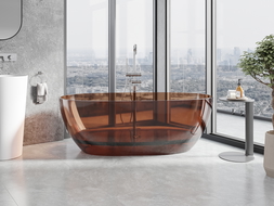 Mexen Pure Cherry freestanding transparent bathtub 170 x 80 cm, chrome drain - 58071708009
