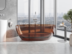 Mexen Pure freestanding transparent bathtub 170 x 80 cm, cherry, chrome plug - 58071708009