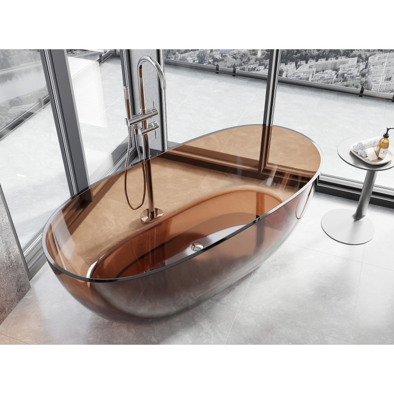 Mexen Pure freestanding transparent bathtub 170 x 80 cm, cherry, chrome plug - 58071708009
