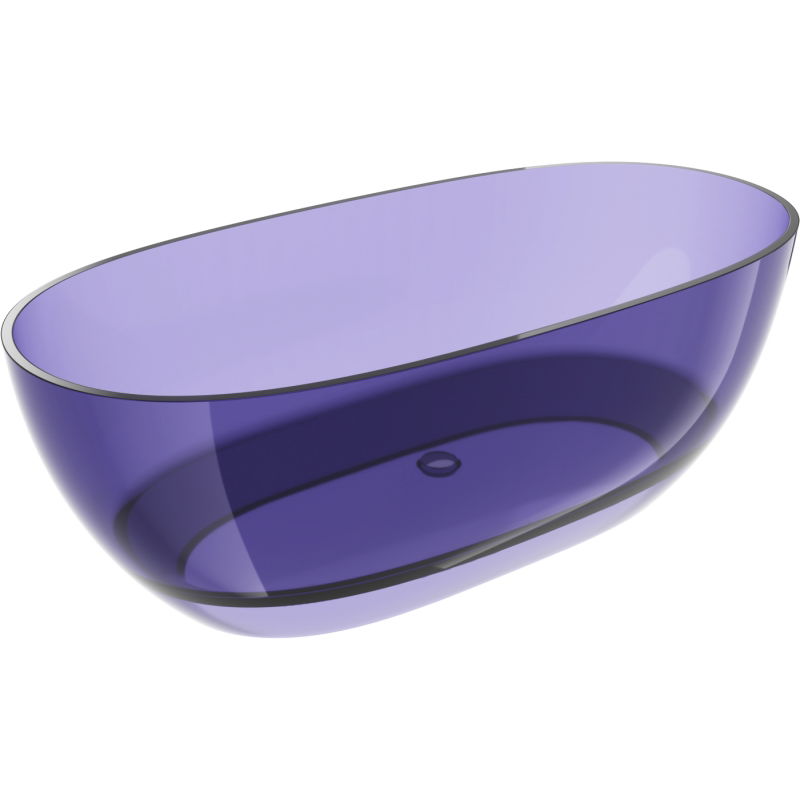 Mexen Pure dark slate blue freestanding transparent bathtub 170 x 80 cm, chrome plug - 58071708010