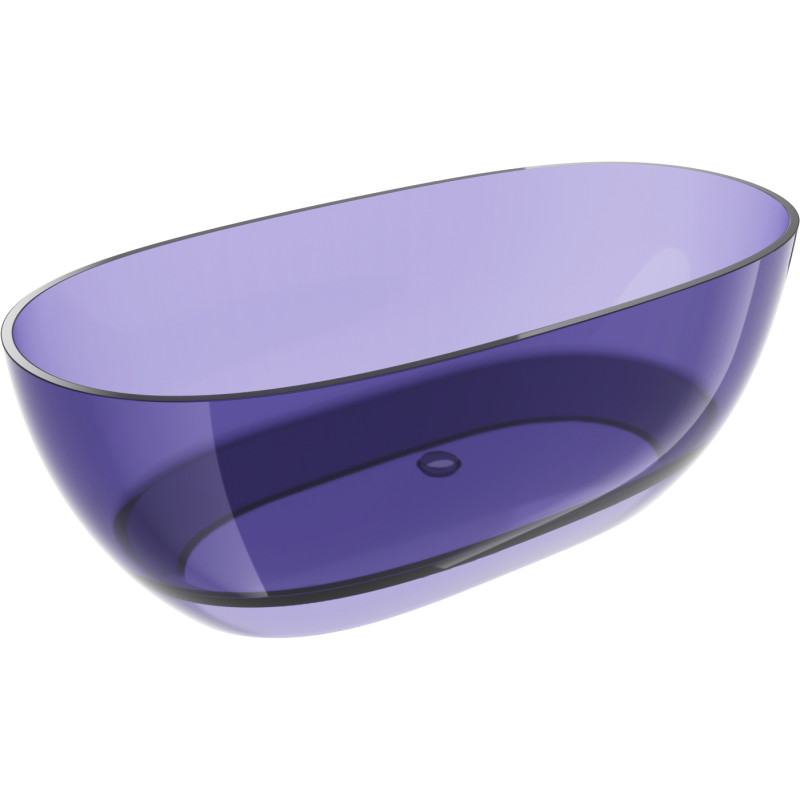 Mexen Pure freestanding transparent bathtub 170 x 80 cm, dark slate blue, chrome drain plug - 58071708010