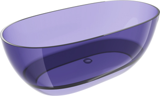 Mexen Pure dark slate blue freestanding transparent bath 170 x 80 cm, chrome plug - 58071708010