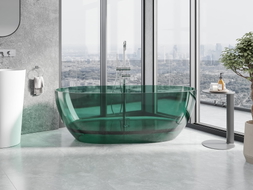 Mexen Pure freestanding transparent bathtub 170 x 80 cm, teal, chrome plug - 58071708011