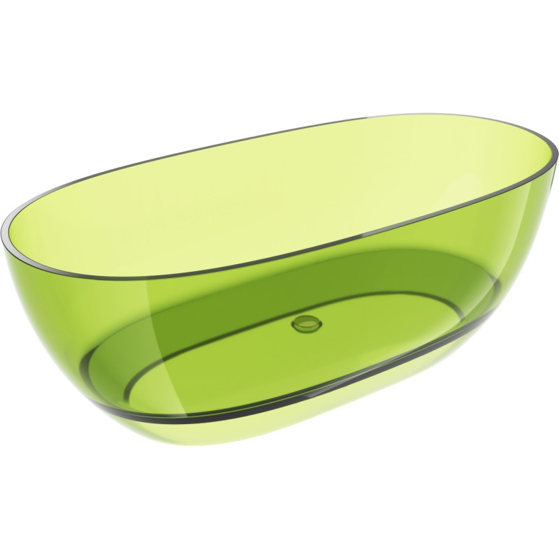 Mexen Pure freestanding transparent bathtub 170 x 80 cm, lime, chrome drain plug - 58071708012