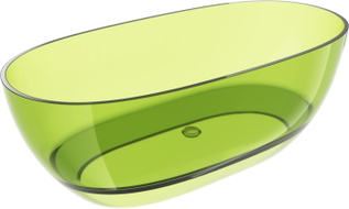 Mexen Pure freestanding transparent bathtub 170 x 80 cm, lime, chrome drain plug - 58071708012