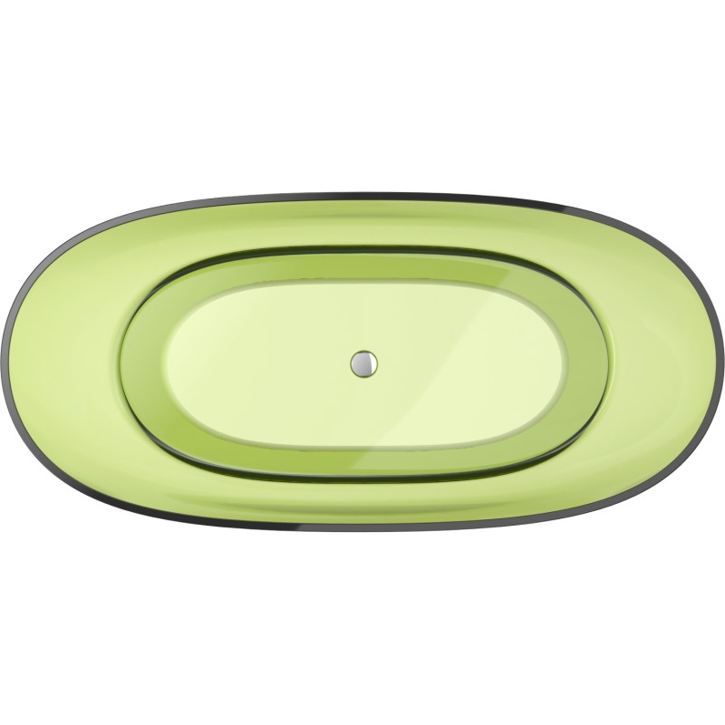 Mexen Pure freestanding transparent bathtub 170 x 80 cm, lime, chrome drain plug - 58071708012