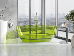 Mexen Pure freestanding transparent bathtub 170 x 80 cm, lime, chrome drain plug - 58071708012