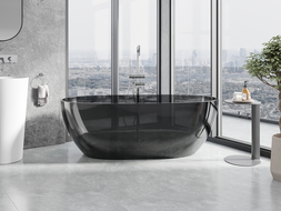 Mexen Pure black freestanding transparent bathtub 170 x 80 cm, chrome plug - 58071708013