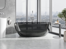 Mexen Pure free-standing transparent bathtub 170 x 80 cm, black, chrome drain plug - 58071708013