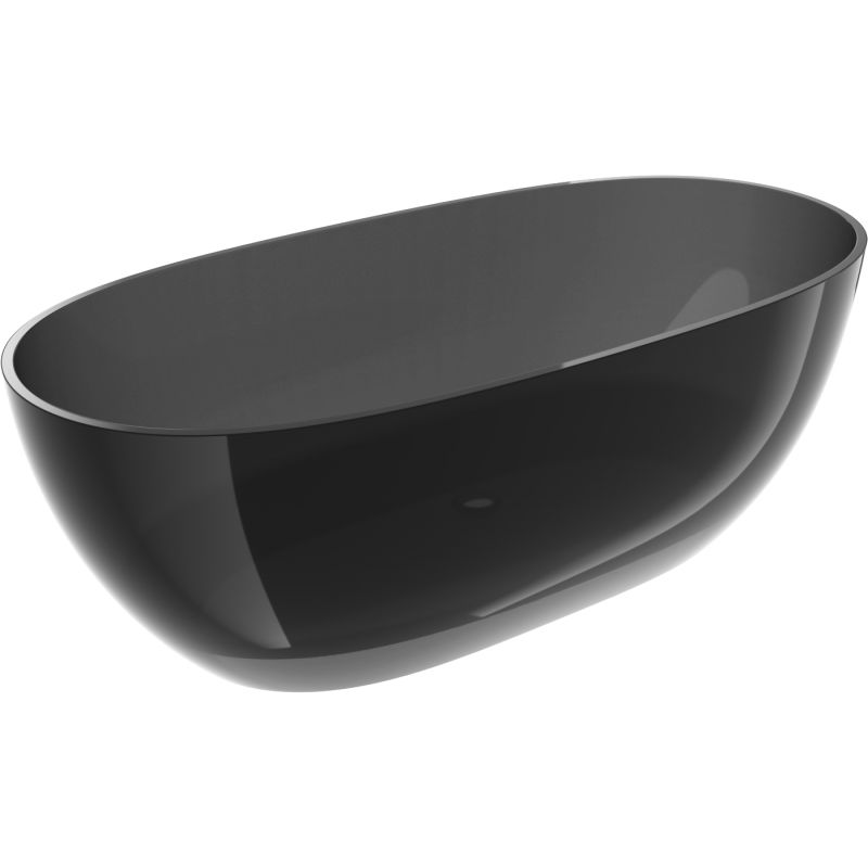 Mexen Pure black freestanding transparent bathtub 170 x 80 cm, chrome plug - 58071708013