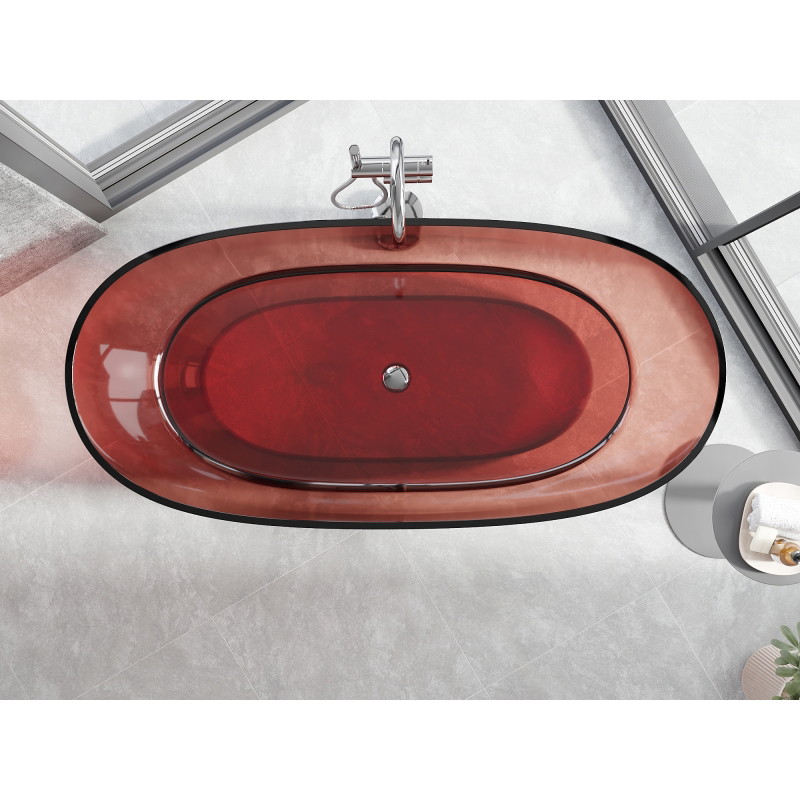 Mexen Pure freestanding transparent bathtub 170 x 80 cm, rose, chrome plug - 58071708014