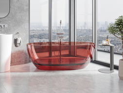 Mexen Pure freestanding transparent bathtub 170 x 80 cm, rose, chrome plug - 58071708014