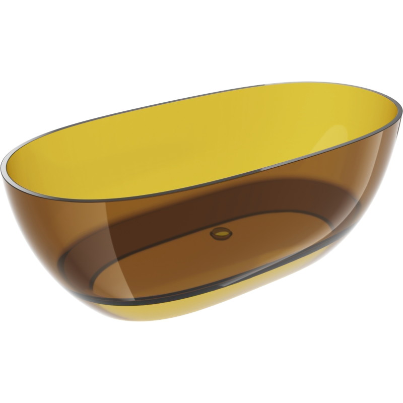 Mexen Pure transparent freestanding bathtub 170 x 80 cm, honey, chrome drain - 58071708015
