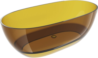 Mexen Pure transparent freestanding bathtub 170 x 80 cm, honey, chrome drain - 58071708015
