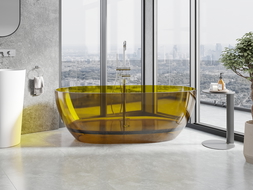 Mexen Pure honey freestanding transparent tub 170 x 80 cm, chrome plug - 58071708015