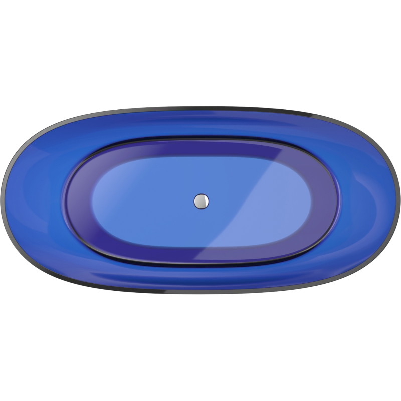 Mexen Pure freestanding transparent bathtub 170 x 80 cm, sapphire, chrome drain plug - 58071708016