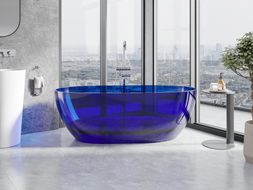 Mexen Pure freestanding transparent bathtub 170 x 80 cm, sapphire, chrome drain plug - 58071708016