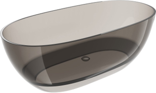 Mexen Pure freestanding transparent bathtub 170 x 80 cm, bronze, chrome plug - 58071708018