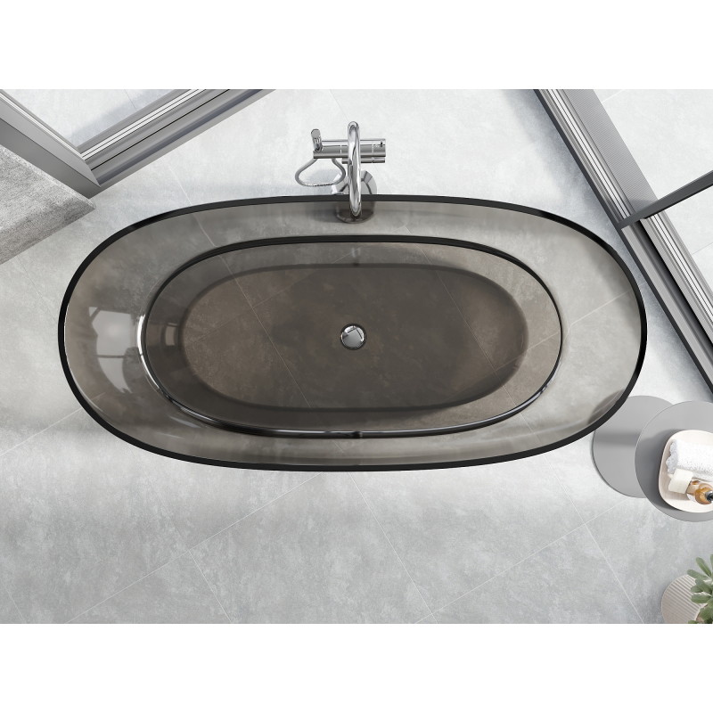 Mexen Pure freestanding transparent bathtub 170 x 80 cm, bronze, chrome plug - 58071708018