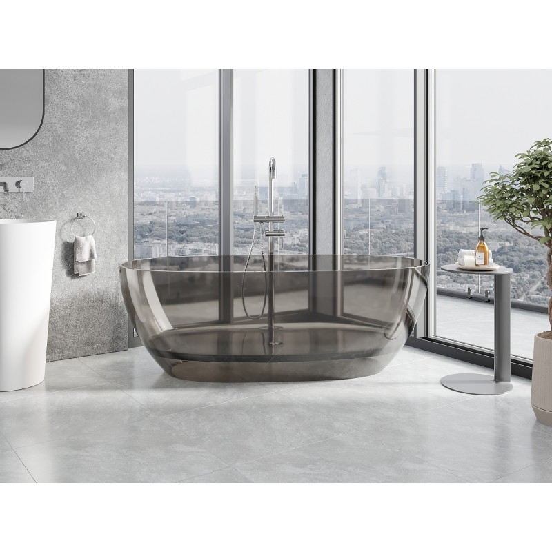 Mexen Pure freestanding transparent bathtub 170 x 80 cm, bronze, chrome plug - 58071708018