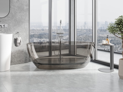 Mexen Pure Bronze Freestanding Transparent Bath 170 x 80 cm, Chrome Plug - 58071708018