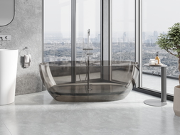 Mexen Pure bronze freestanding transparent bathtub 170 x 80 cm, chrome plug - 58071708018
