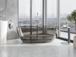 Mexen Pure freestanding transparent bathtub 170 x 80 cm, bronze, chrome plug - 58071708018