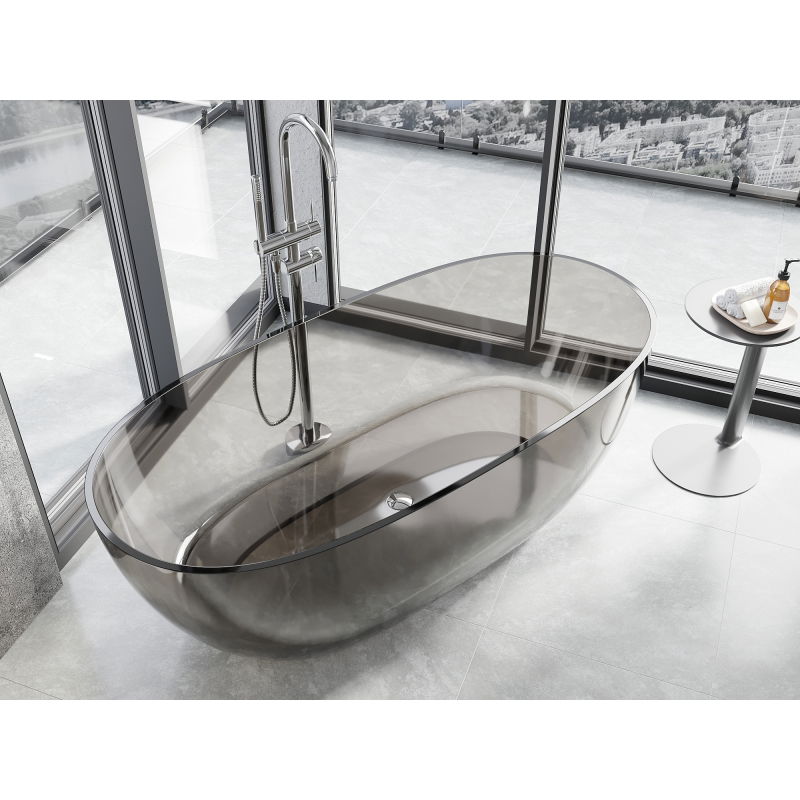 Mexen Pure Bronze Freestanding Transparent Bath 170 x 80 cm, Chrome Plug - 58071708018