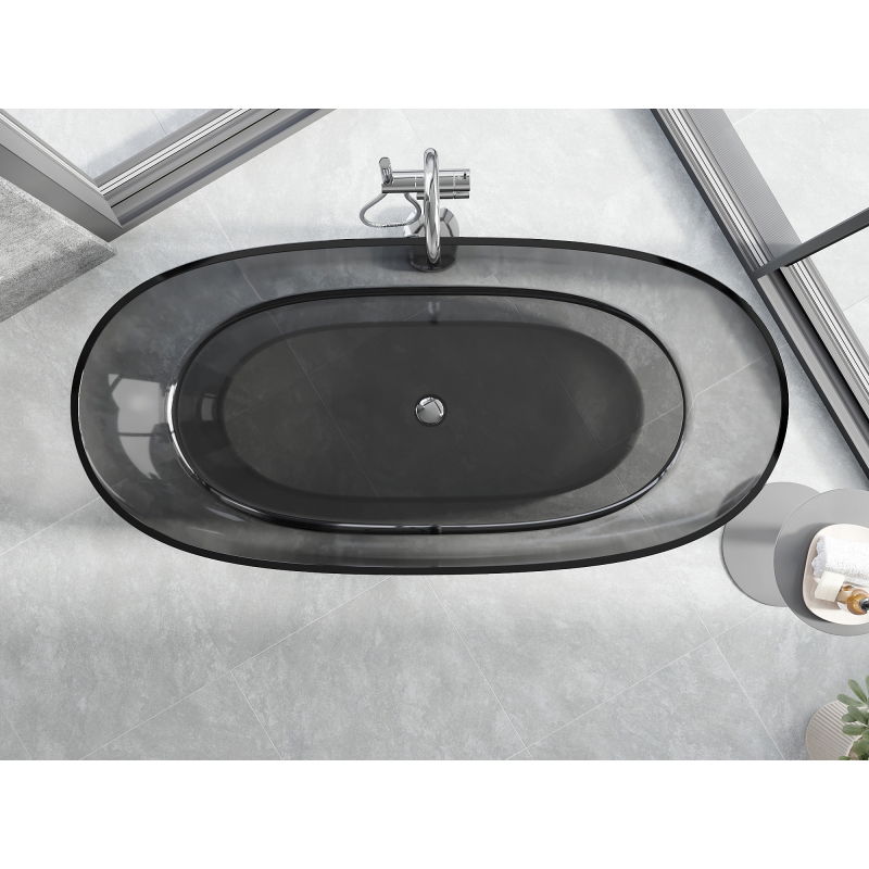 Mexen Pure smoke free-standing transparent bathtub 170 x 80 cm, chrome plug - 58071708019
