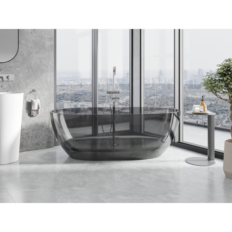 Mexen Pure smoke free-standing transparent bathtub 170 x 80 cm, chrome plug - 58071708019